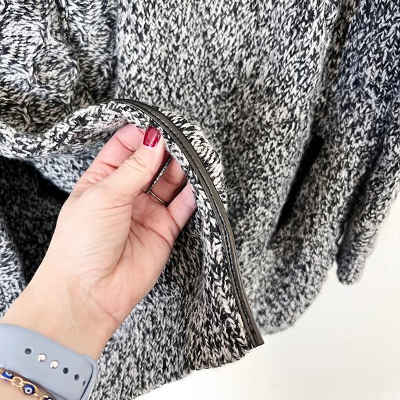 [Zadig & Voltaire] Alpaca Wool Blend Open Front Cardigan Leather Trim Sz Medium - Picture 8 of 11